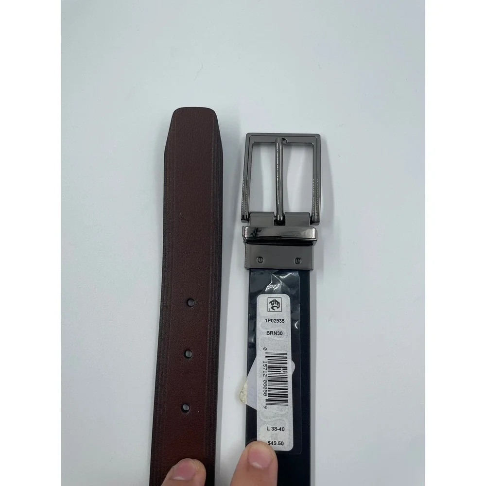 Perry Ellis Mens Reversible Belt Brown Black Gunmetal Buckle Size 38-40